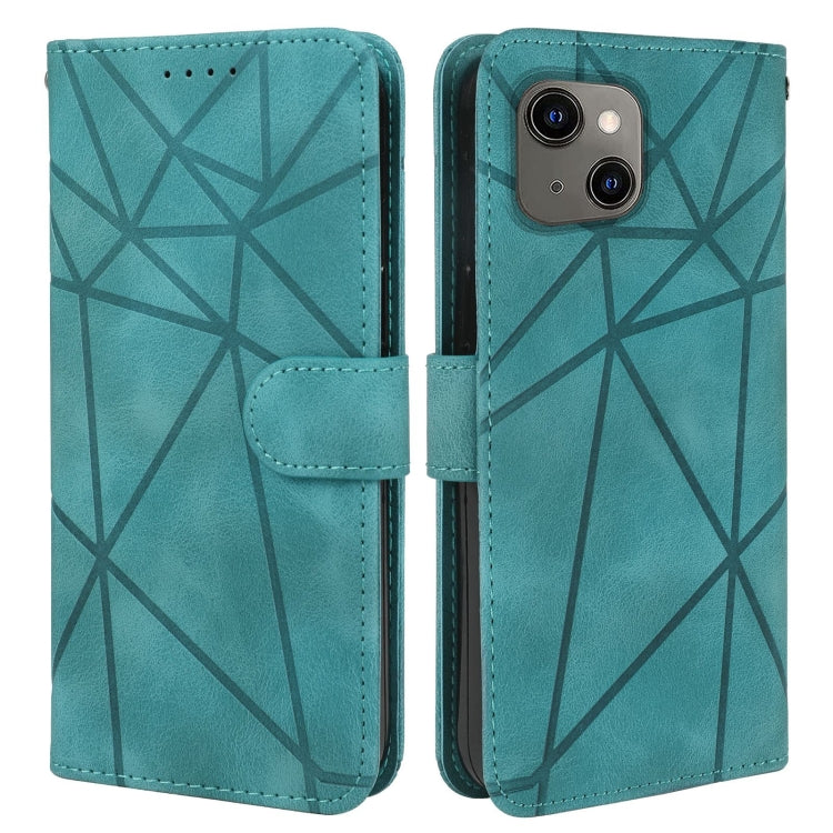 For iPhone 13 Skin Feel Geometric Lines Leather Phone Case