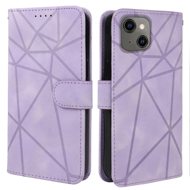 For iPhone 13 Skin Feel Geometric Lines Leather Phone Case