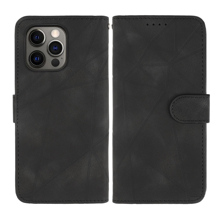For iPhone 12 / 12 Pro Skin Feel Geometric Lines Leather Phone Case