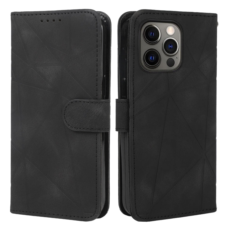 For iPhone 12 Pro Max Skin Feel Geometric Lines Leather Phone Case