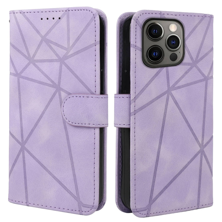 For iPhone 12 Pro Max Skin Feel Geometric Lines Leather Phone Case