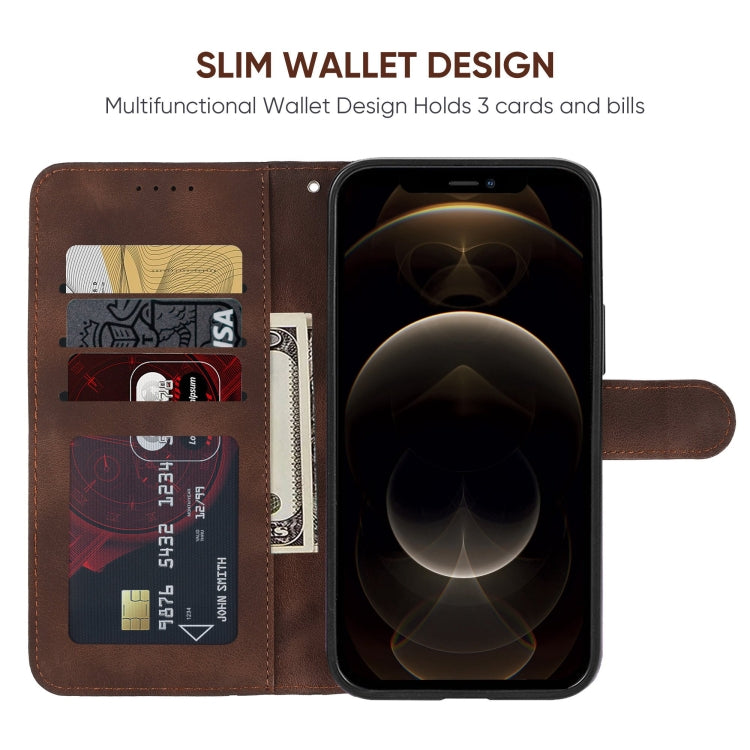 For iPhone 12 Pro Max Skin Feel Geometric Lines Leather Phone Case