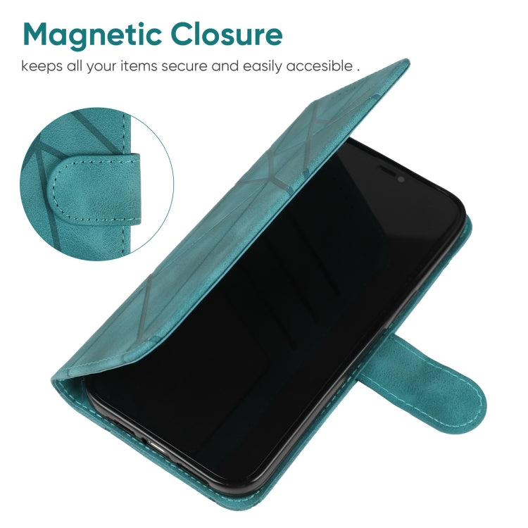 For iPhone 12 mini Skin Feel Geometric Lines Leather Phone Case