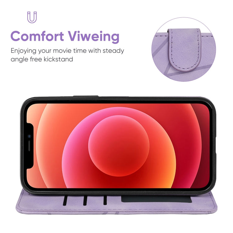 For iPhone 12 mini Skin Feel Geometric Lines Leather Phone Case