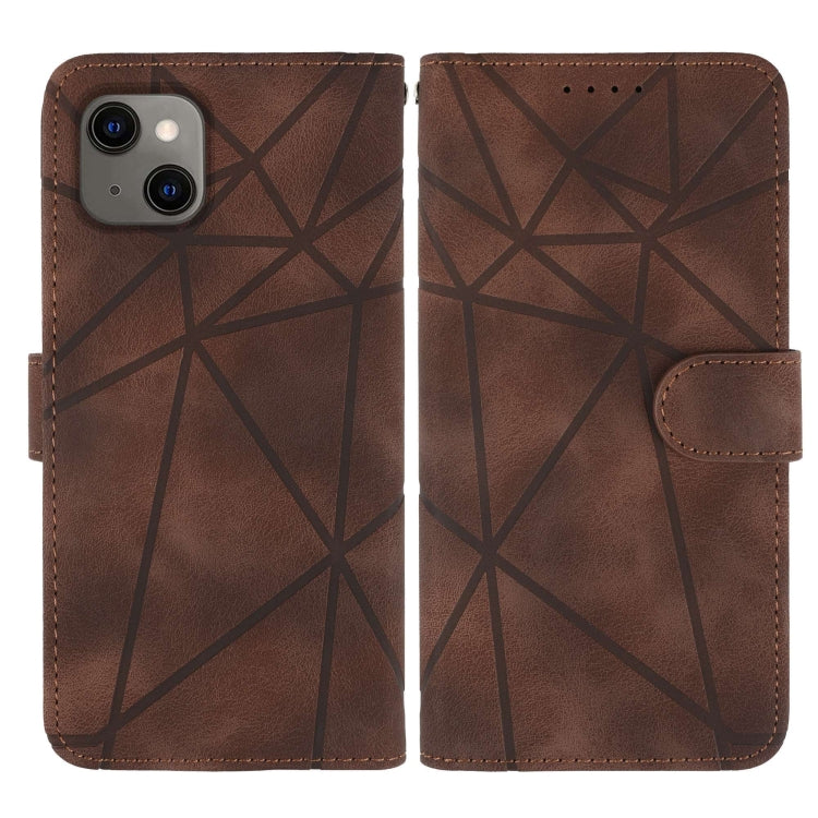For iPhone 12 mini Skin Feel Geometric Lines Leather Phone Case
