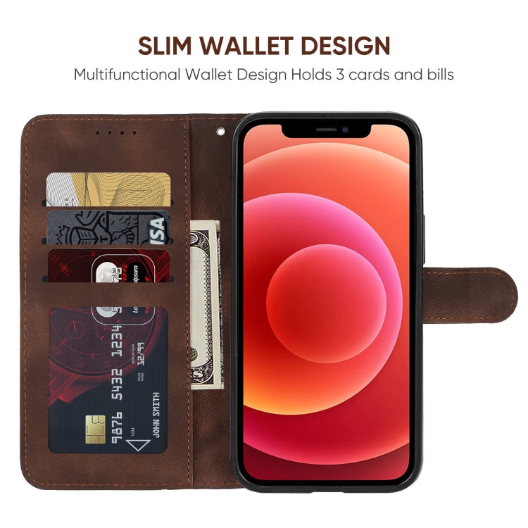For iPhone 12 mini Skin Feel Geometric Lines Leather Phone Case