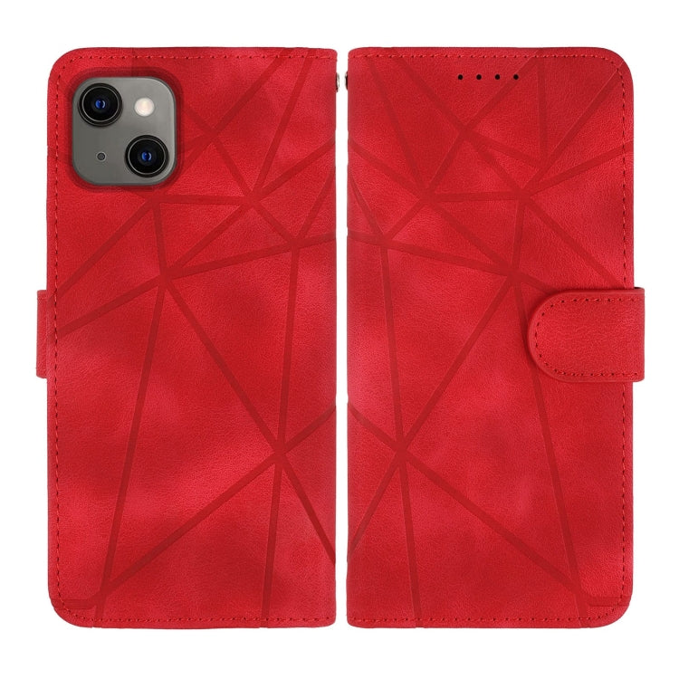 For iPhone 13 mini Skin Feel Geometric Lines Leather Phone Case