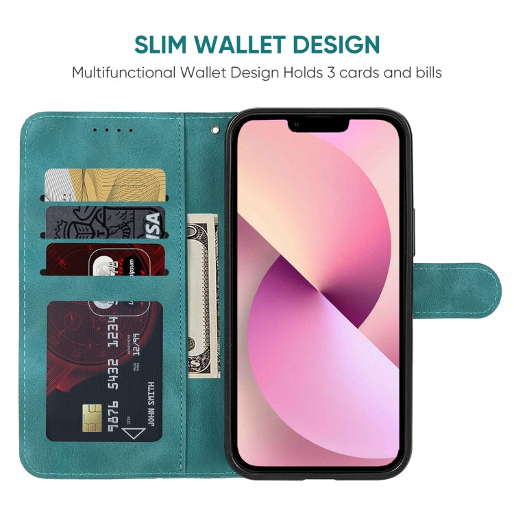 For iPhone 13 mini Skin Feel Geometric Lines Leather Phone Case