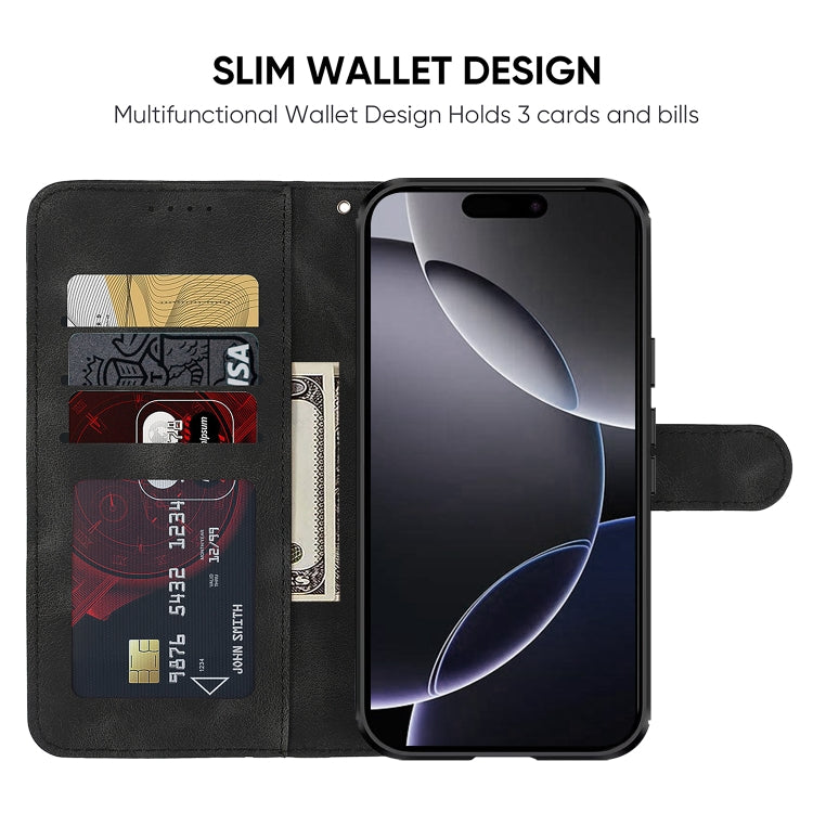 For iPhone 16 Pro Max Skin Feel Geometric Lines Leather Phone Case