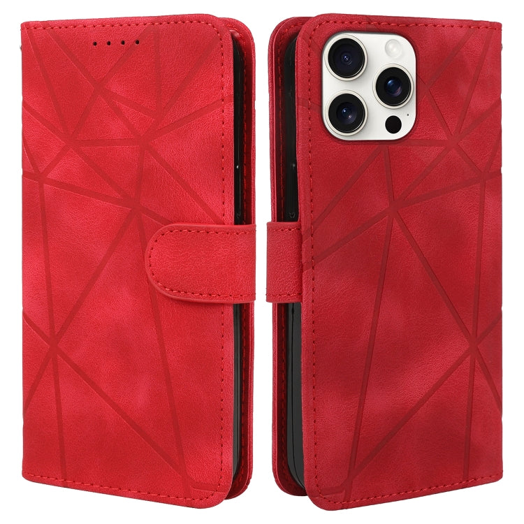 For iPhone 16 Pro Max Skin Feel Geometric Lines Leather Phone Case