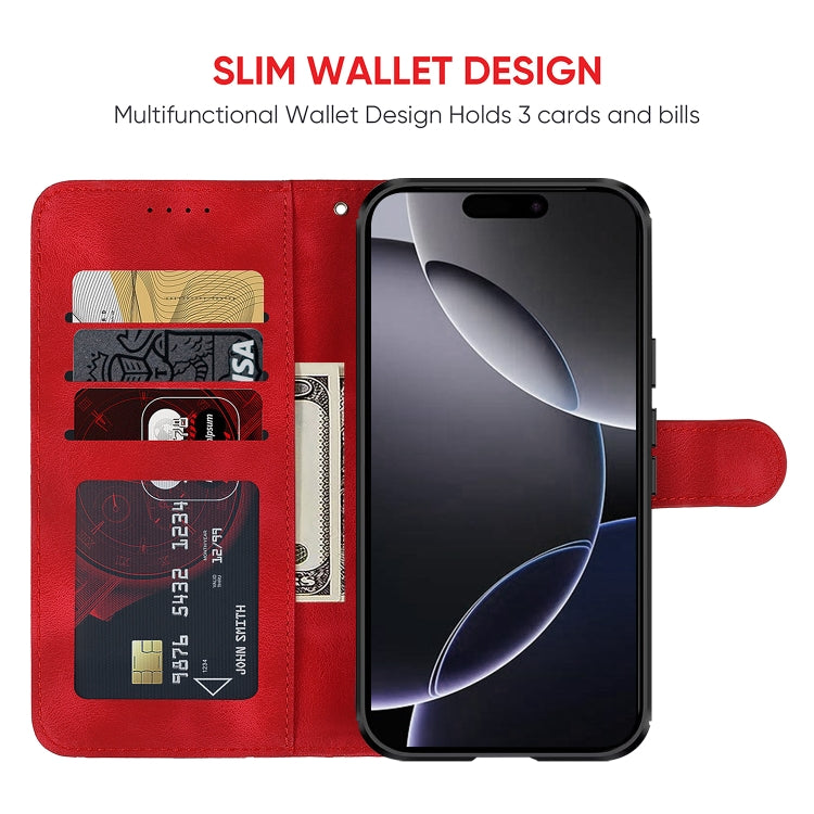 For iPhone 16 Pro Max Skin Feel Geometric Lines Leather Phone Case