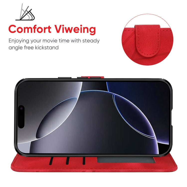 For iPhone 16 Pro Max Skin Feel Geometric Lines Leather Phone Case