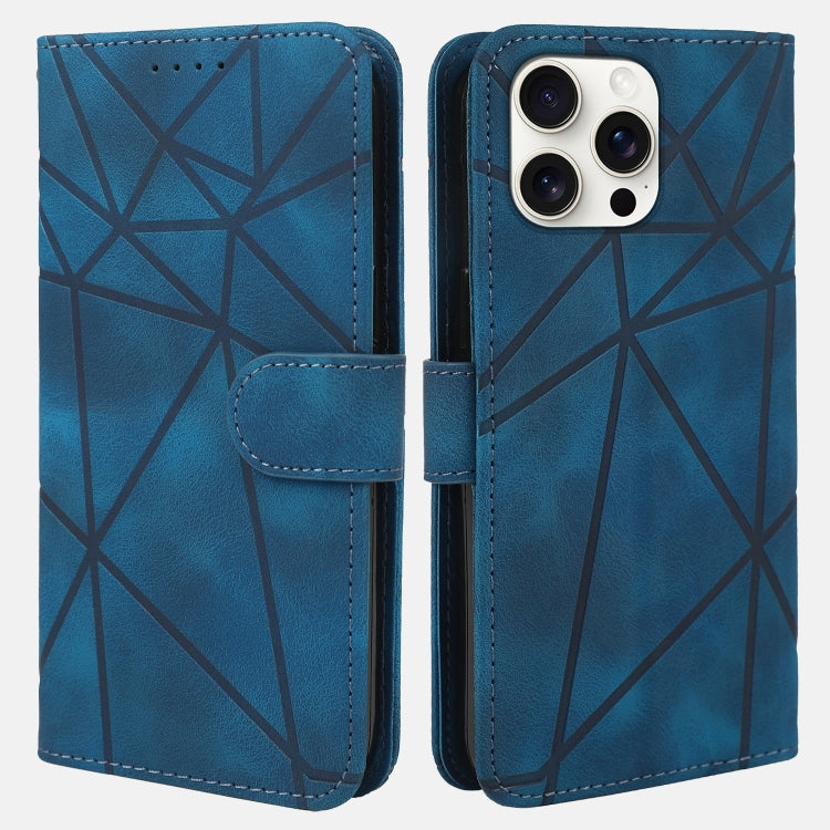 For iPhone 16 Pro Max Skin Feel Geometric Lines Leather Phone Case