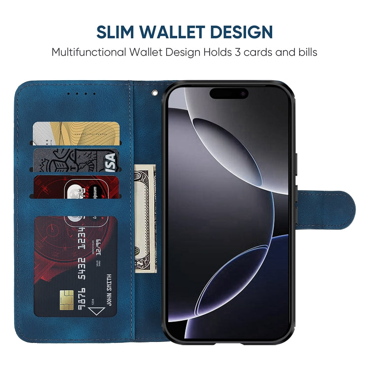 For iPhone 16 Pro Max Skin Feel Geometric Lines Leather Phone Case