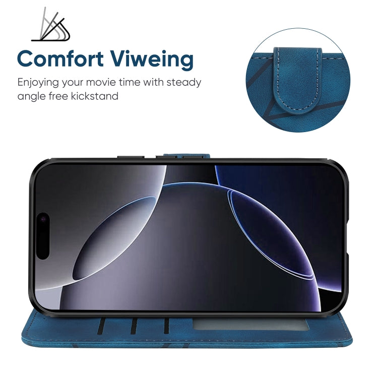 For iPhone 16 Pro Max Skin Feel Geometric Lines Leather Phone Case