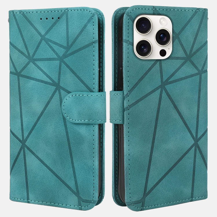 For iPhone 16 Pro Max Skin Feel Geometric Lines Leather Phone Case