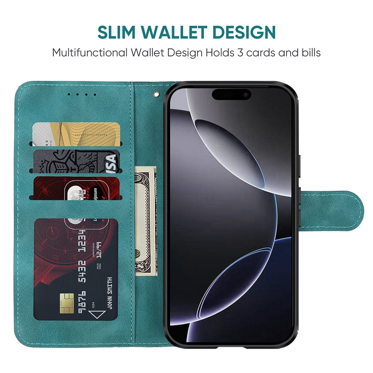 For iPhone 16 Pro Max Skin Feel Geometric Lines Leather Phone Case