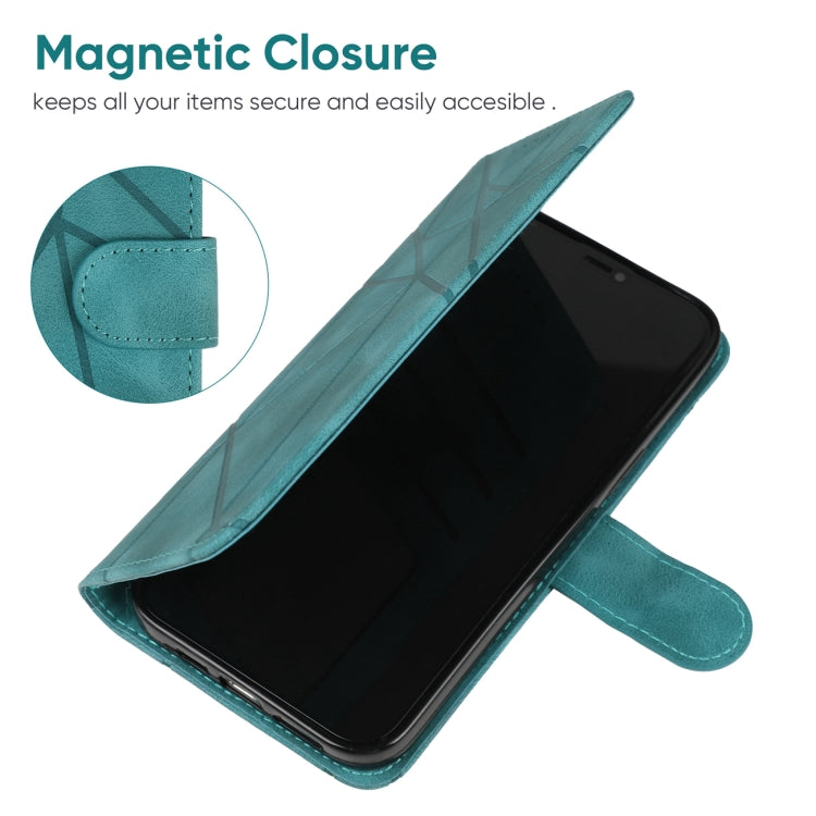 For iPhone 16 Pro Max Skin Feel Geometric Lines Leather Phone Case