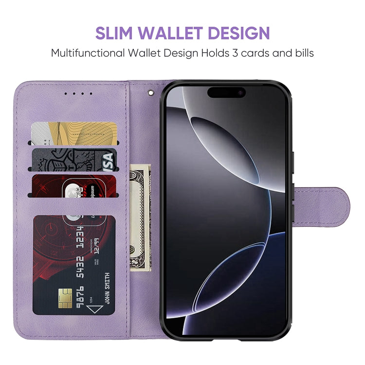 For iPhone 16 Pro Max Skin Feel Geometric Lines Leather Phone Case