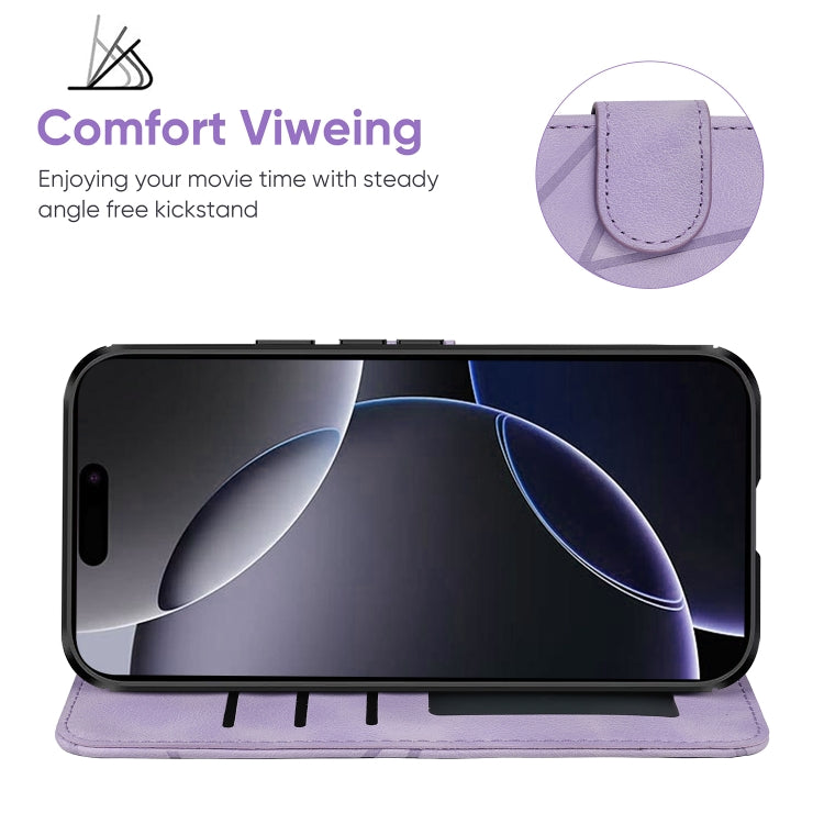 For iPhone 16 Pro Max Skin Feel Geometric Lines Leather Phone Case