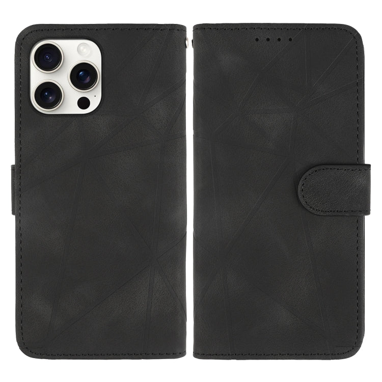 For iPhone 16 Pro Skin Feel Geometric Lines Leather Phone Case