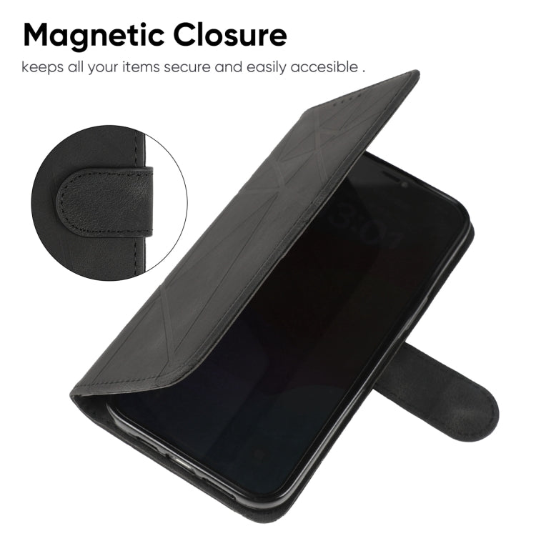 For iPhone 16 Pro Skin Feel Geometric Lines Leather Phone Case