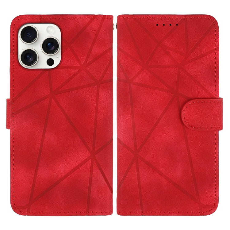 For iPhone 16 Pro Skin Feel Geometric Lines Leather Phone Case