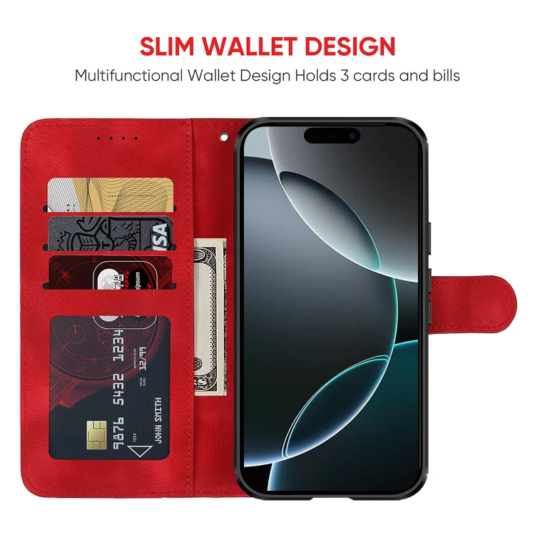 For iPhone 16 Pro Skin Feel Geometric Lines Leather Phone Case