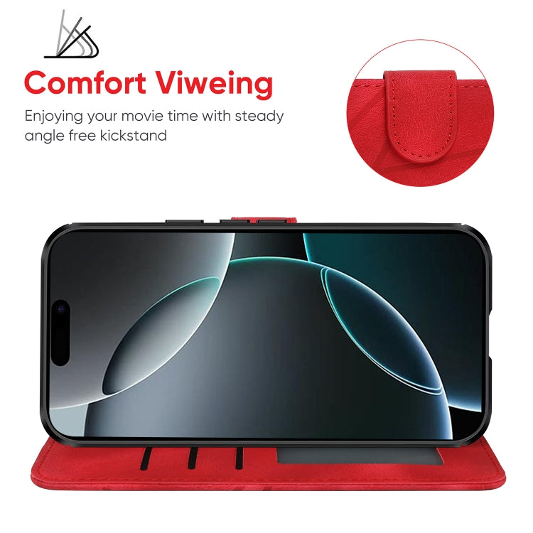 For iPhone 16 Pro Skin Feel Geometric Lines Leather Phone Case