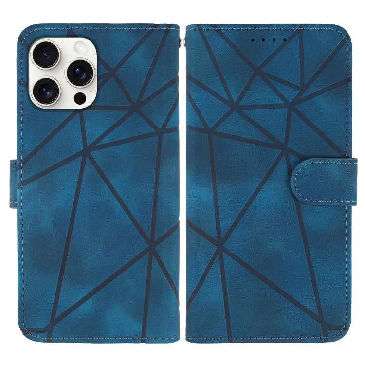 For iPhone 16 Pro Skin Feel Geometric Lines Leather Phone Case