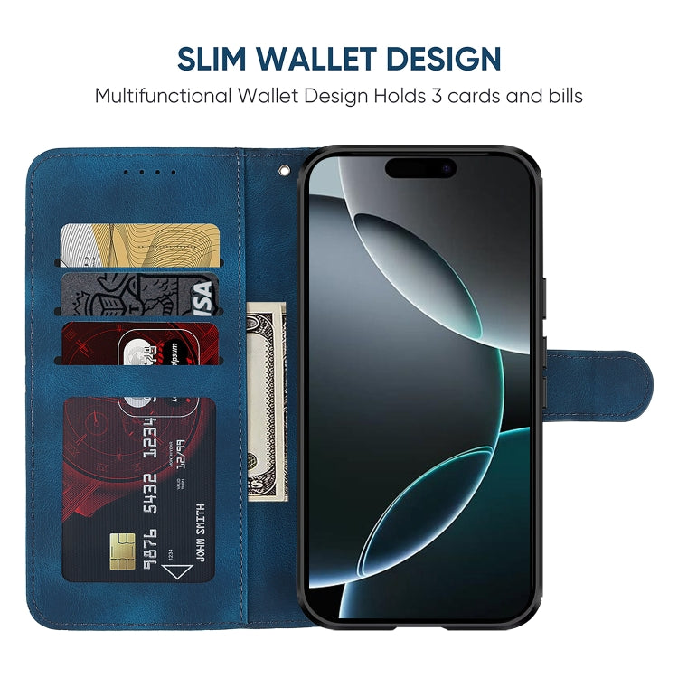 For iPhone 16 Pro Skin Feel Geometric Lines Leather Phone Case
