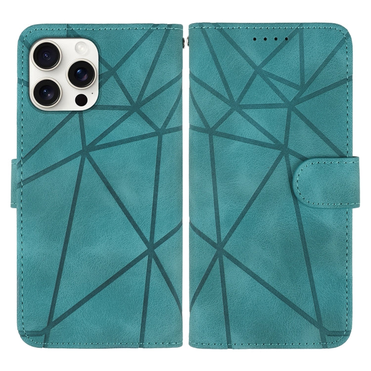 For iPhone 16 Pro Skin Feel Geometric Lines Leather Phone Case