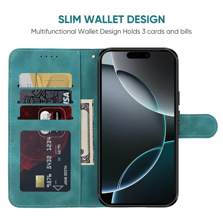 For iPhone 16 Pro Skin Feel Geometric Lines Leather Phone Case