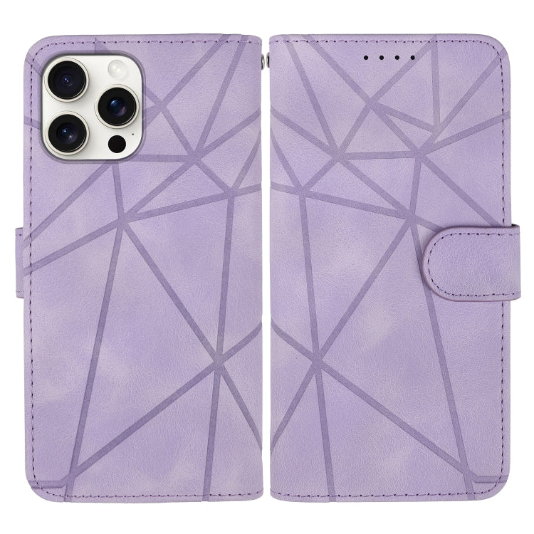 For iPhone 16 Pro Skin Feel Geometric Lines Leather Phone Case