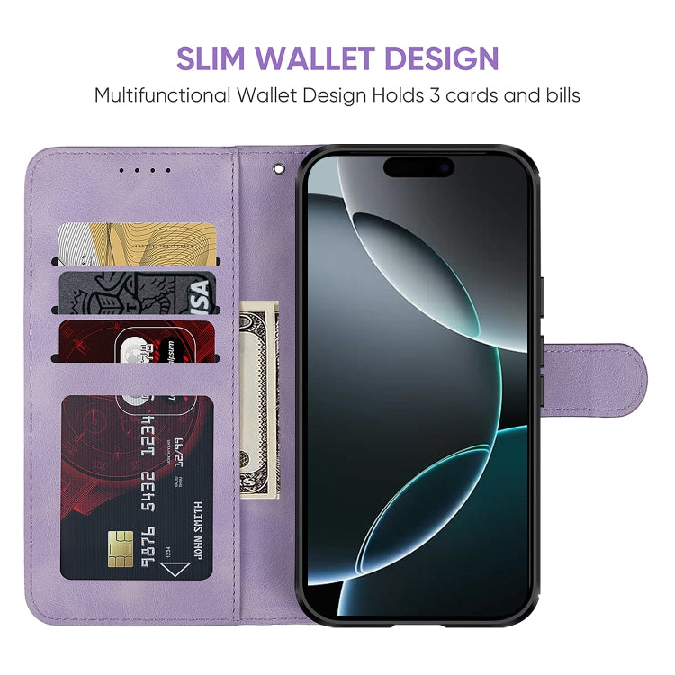 For iPhone 16 Pro Skin Feel Geometric Lines Leather Phone Case