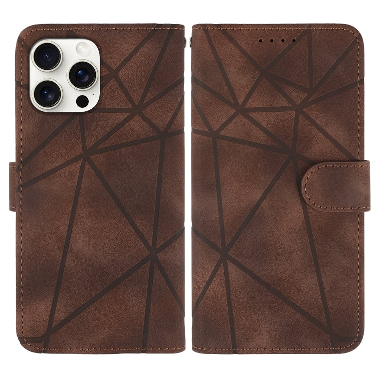 For iPhone 16 Pro Skin Feel Geometric Lines Leather Phone Case