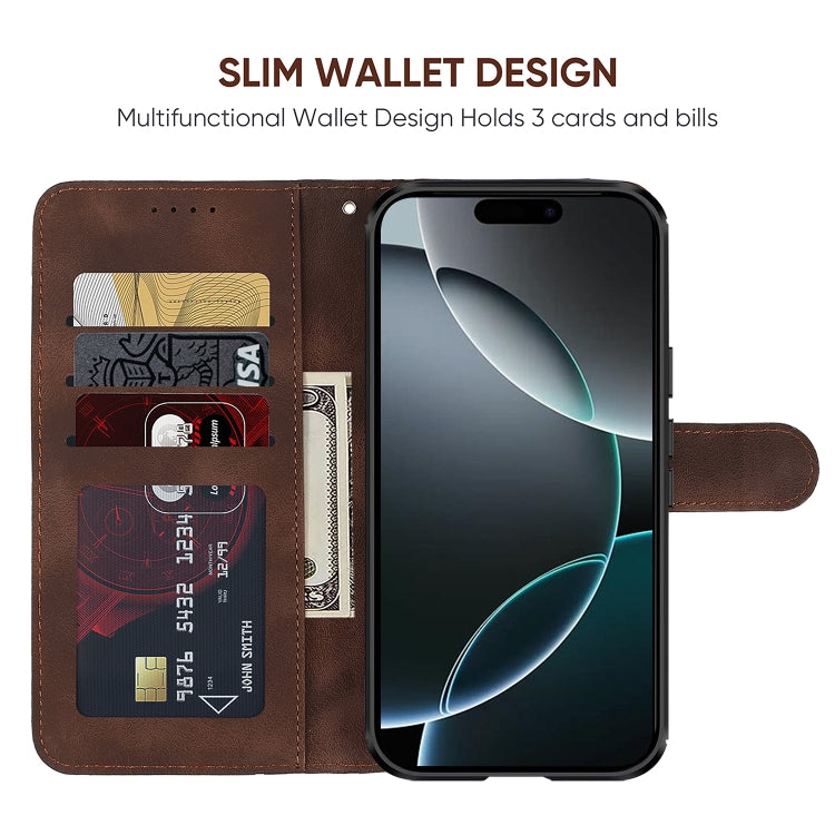 For iPhone 16 Pro Skin Feel Geometric Lines Leather Phone Case