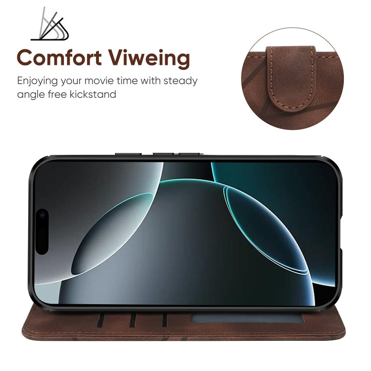 For iPhone 16 Pro Skin Feel Geometric Lines Leather Phone Case