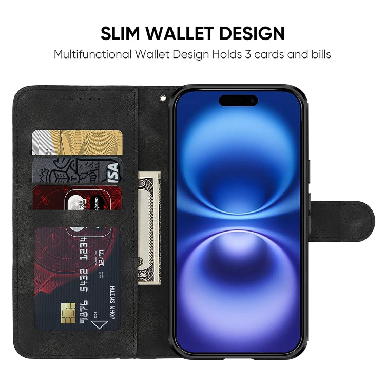 For iPhone 16 Skin Feel Geometric Lines Leather Phone Case