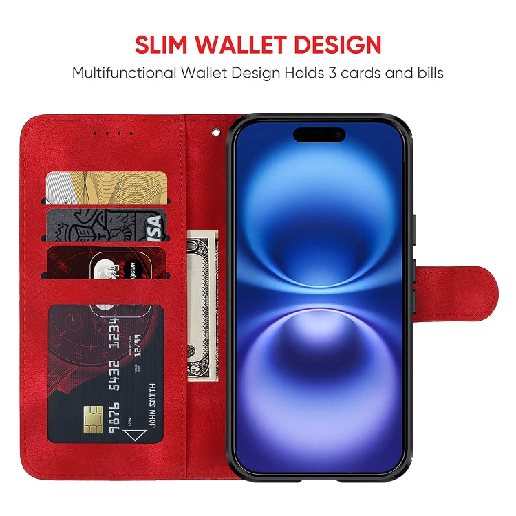 For iPhone 16 Skin Feel Geometric Lines Leather Phone Case