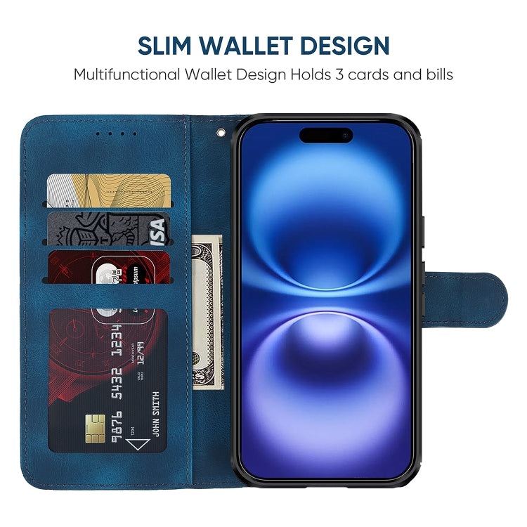 For iPhone 16 Skin Feel Geometric Lines Leather Phone Case