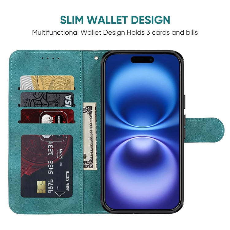 For iPhone 16 Skin Feel Geometric Lines Leather Phone Case