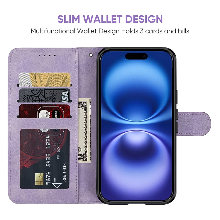 For iPhone 16 Skin Feel Geometric Lines Leather Phone Case