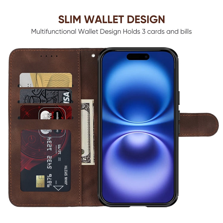For iPhone 16 Skin Feel Geometric Lines Leather Phone Case