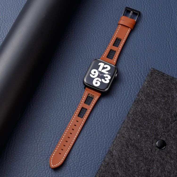 For Apple Watch Series 2 38mm Mesh Calfskin Genuine Leather Watch Band