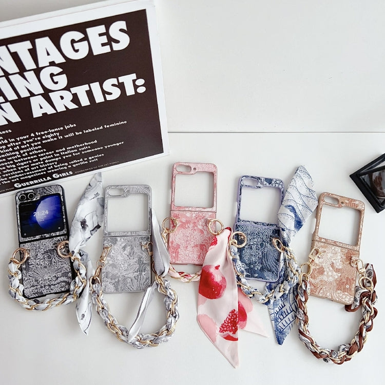 For Samsung Galaxy Z Flip6 / Flip7 FE Embroidery Style DIY Full Coverage Phone Case with Scarf / Bracelet