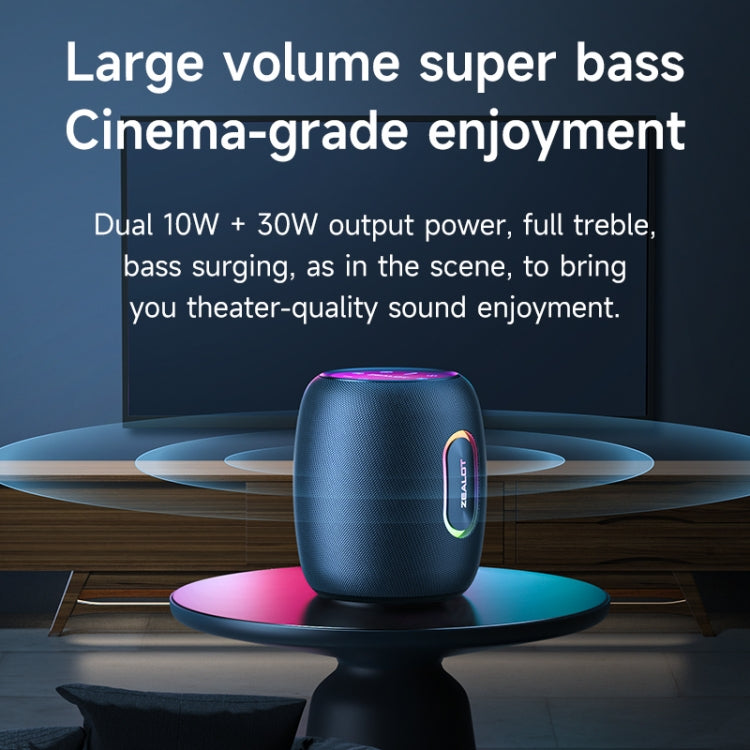 Zealot S64 Shocking Sound Super Subwoofer Bluetooth Speaker with RGB Light - Black