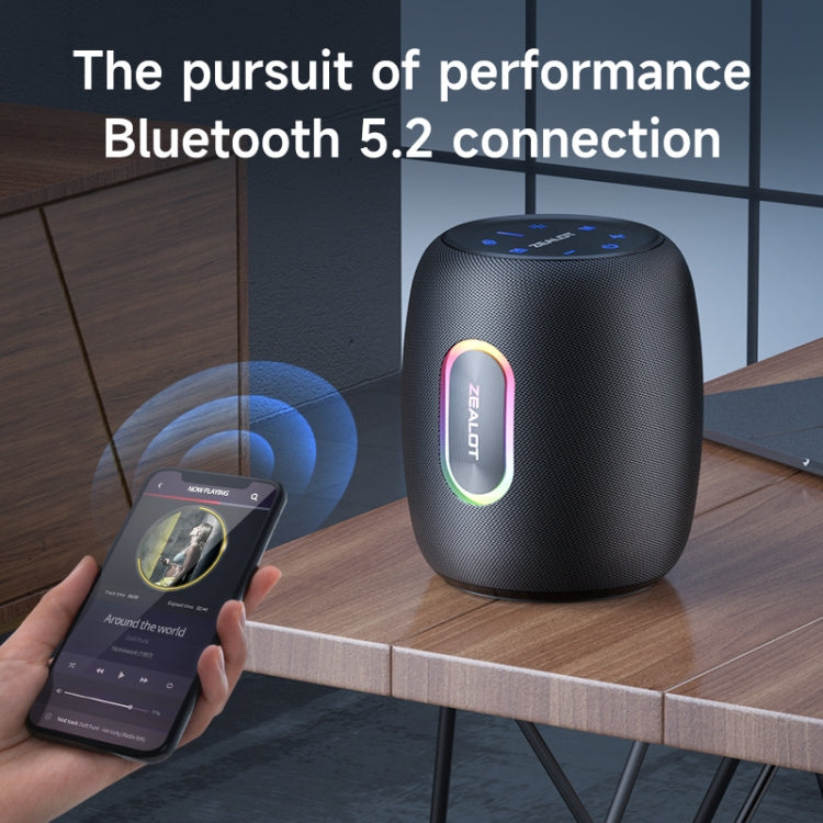 Zealot S64 Shocking Sound Super Subwoofer Bluetooth Speaker with RGB Light - Black