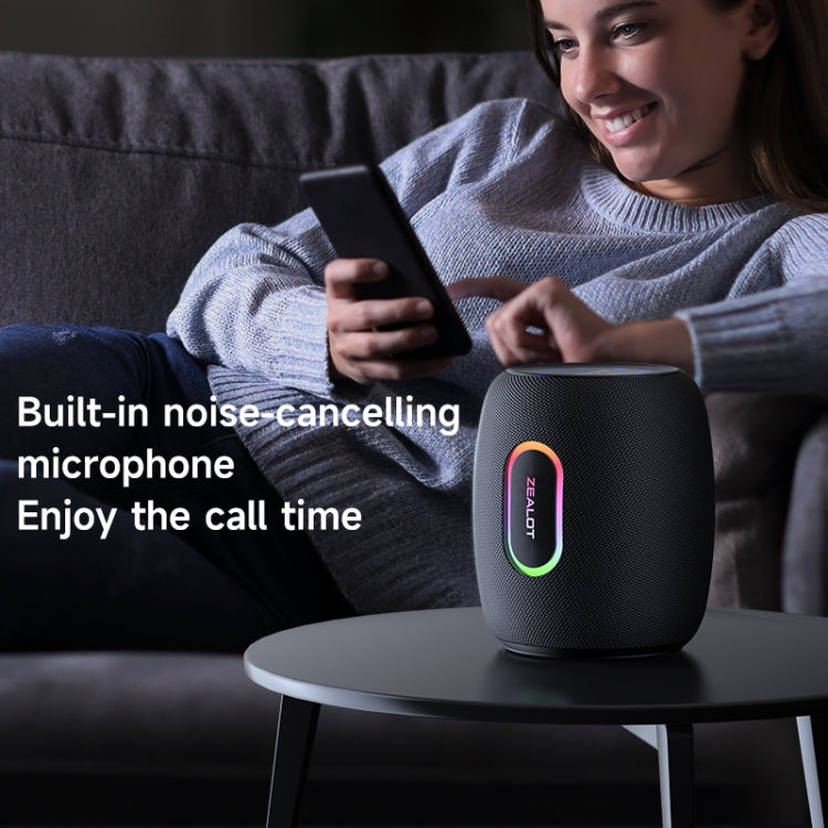 Zealot S64 Shocking Sound Super Subwoofer Bluetooth Speaker with RGB Light - Black