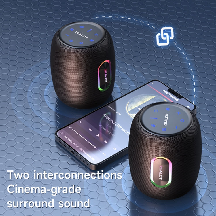 Zealot S64 Shocking Sound Super Subwoofer Bluetooth Speaker with RGB Light - Black